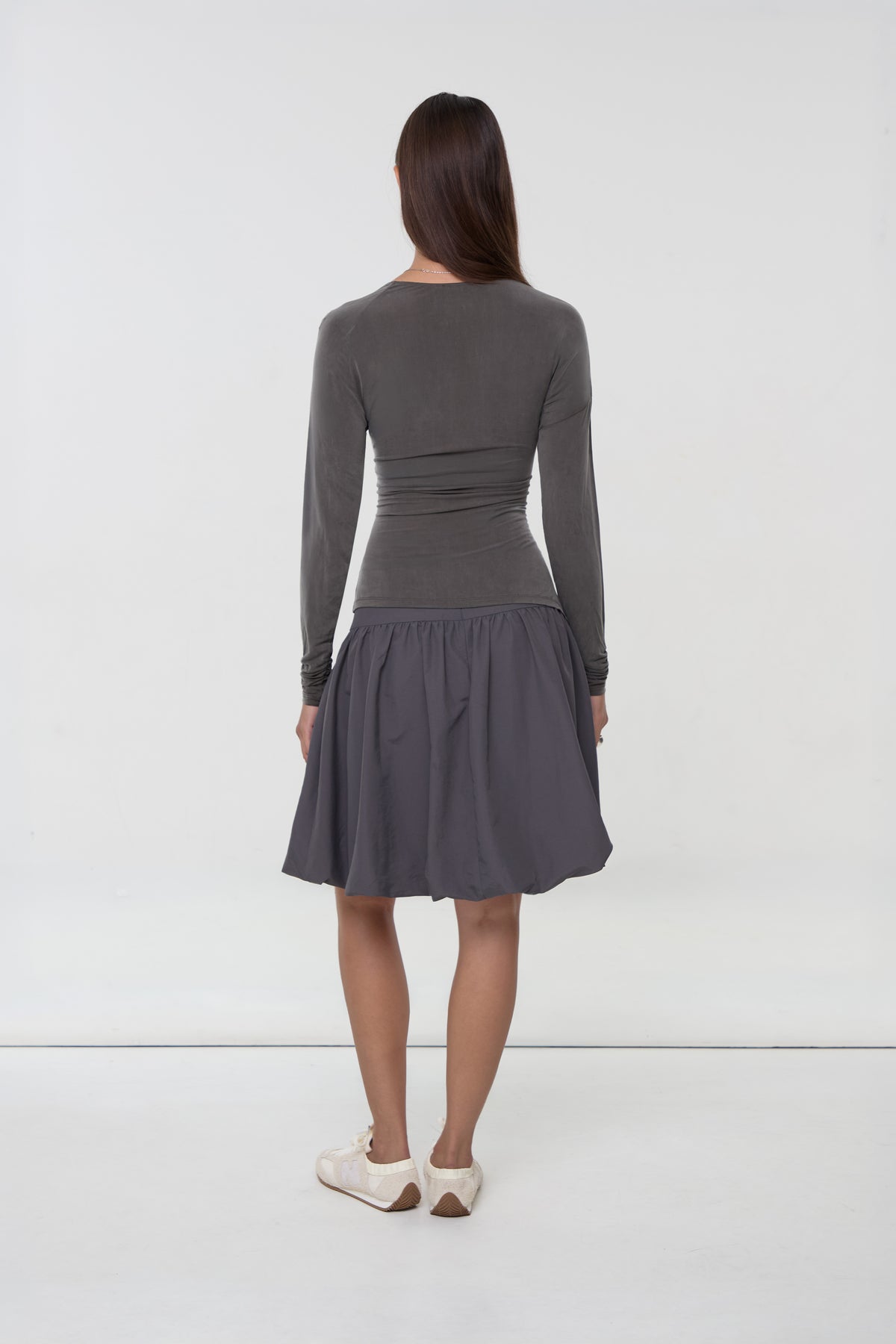 Kylie Cupro Balloon Sleeve Top, Deep Forest