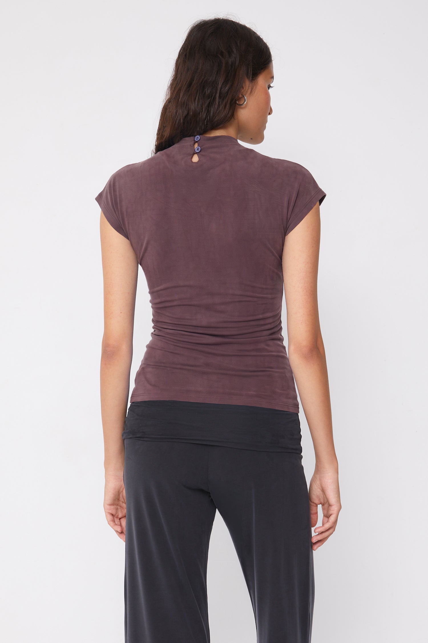 Kylie Button Top, Mahogany