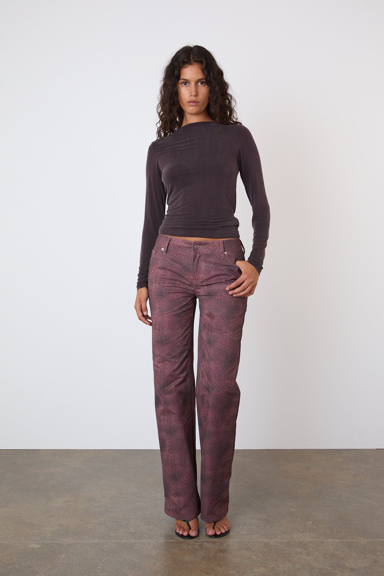The Cicely Straight Trousers, Red Leopard