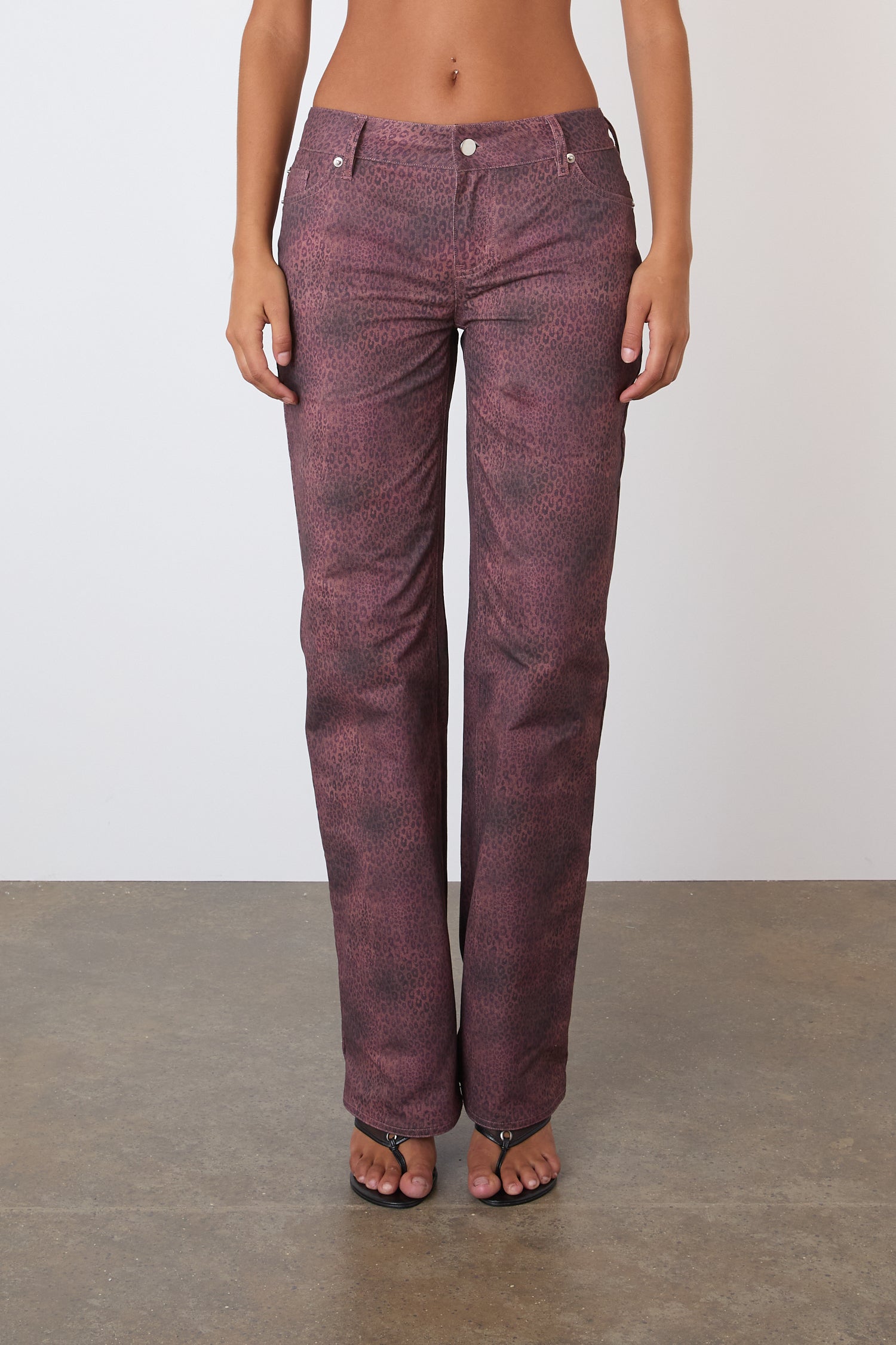 The Cicely Straight Trousers, Red Leopard
