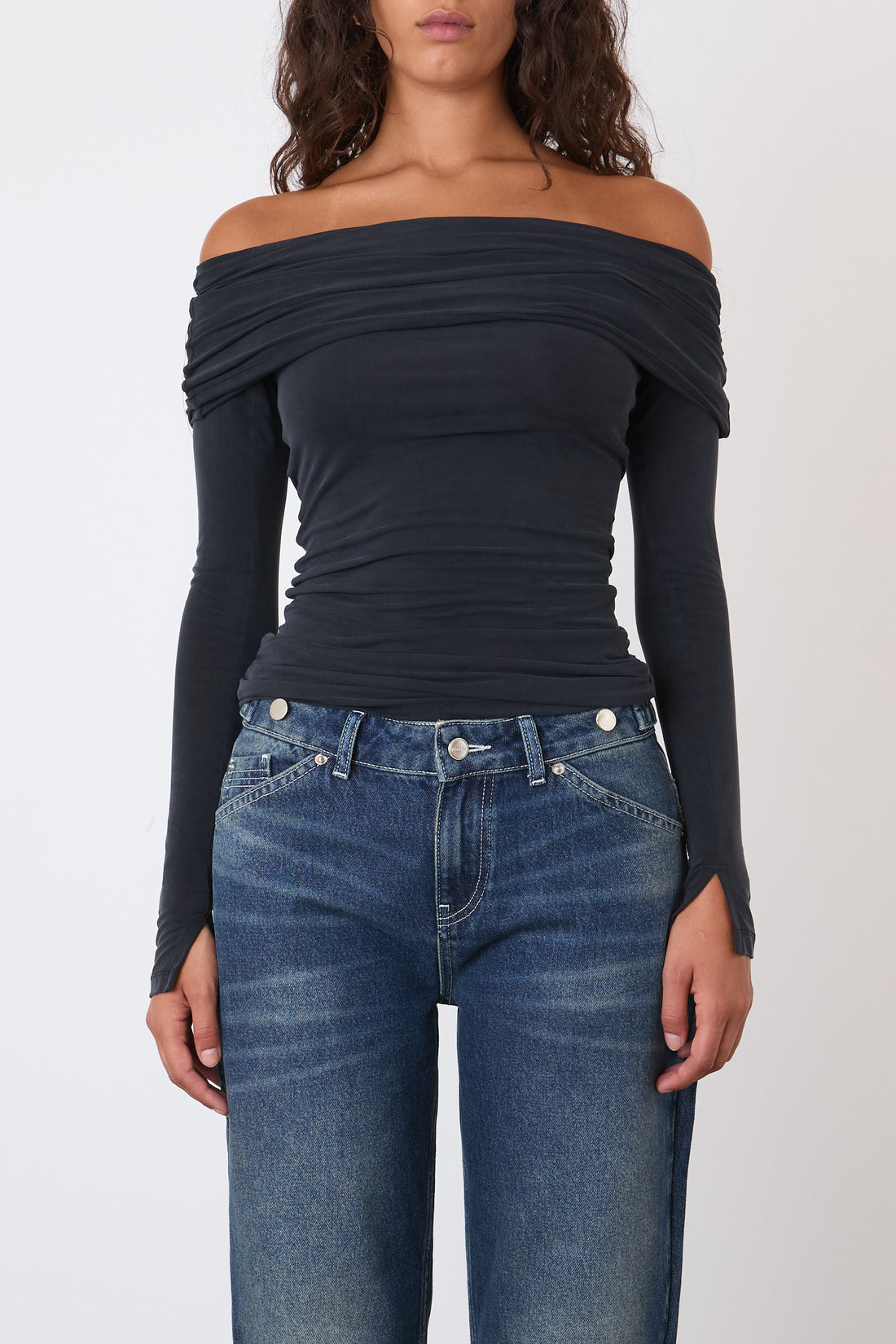 Kylie Cold Shoulder Top, Graphite