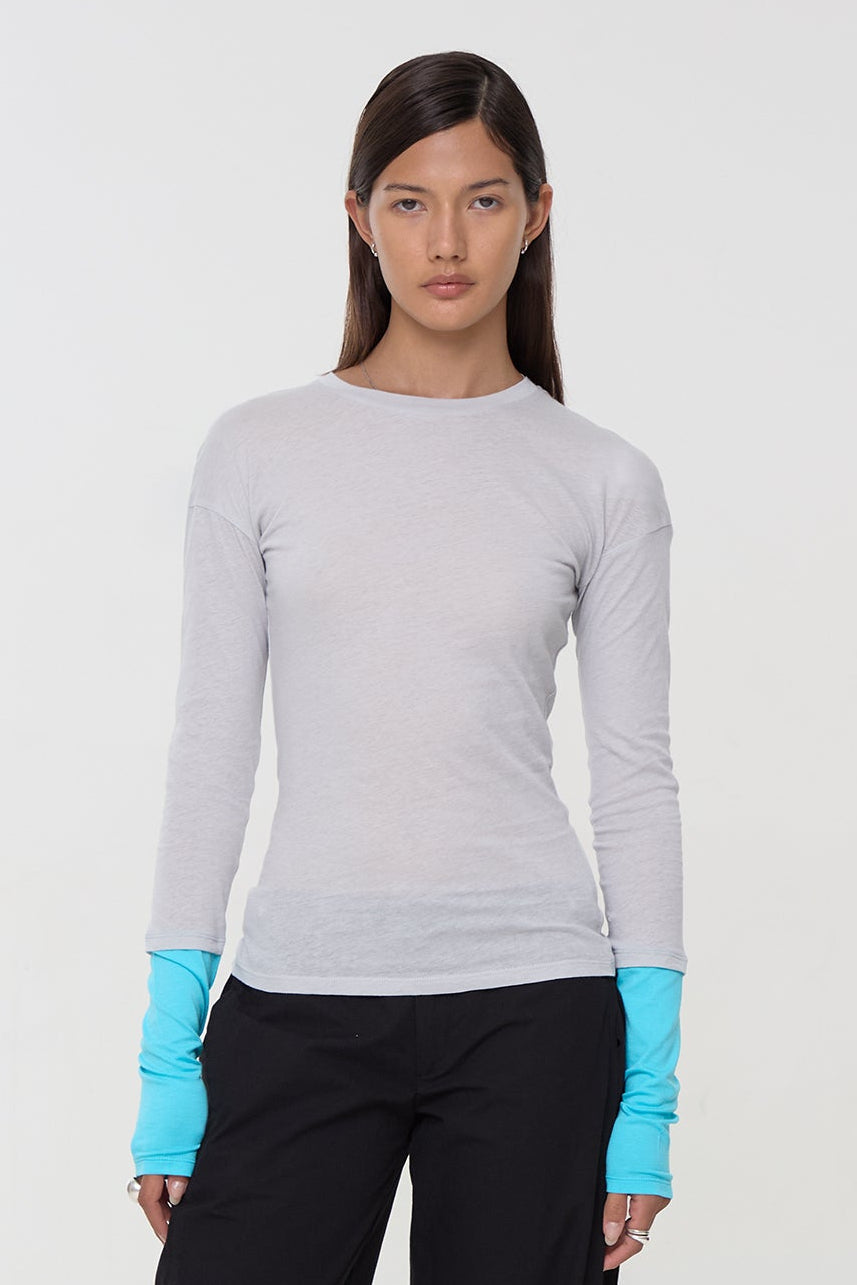 Paloma Double Long Sleeve Tee, Grey Marl