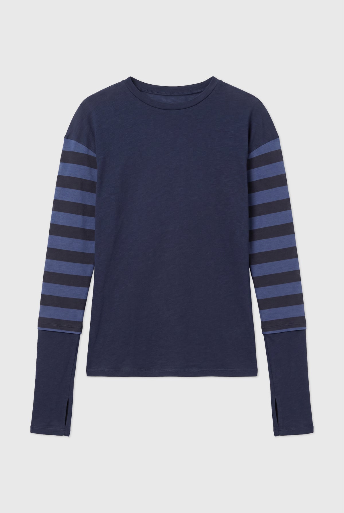 Paloma Double Long Sleeve Tee, Navy Stripe