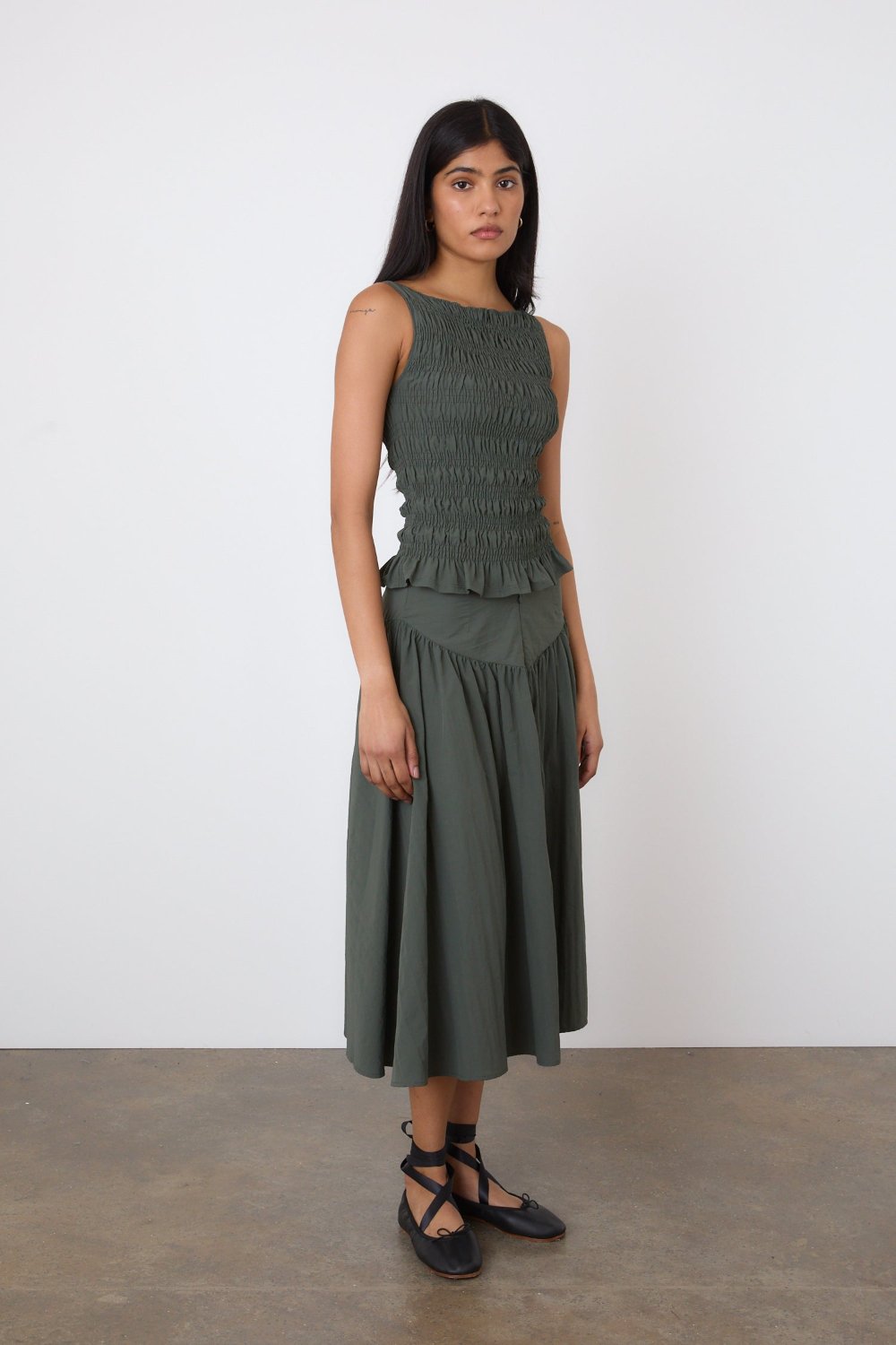 The Deba Midi Skirt, Slate Green