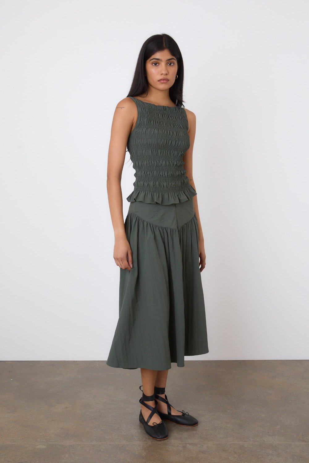 The Deba Midi Skirt, Slate Green