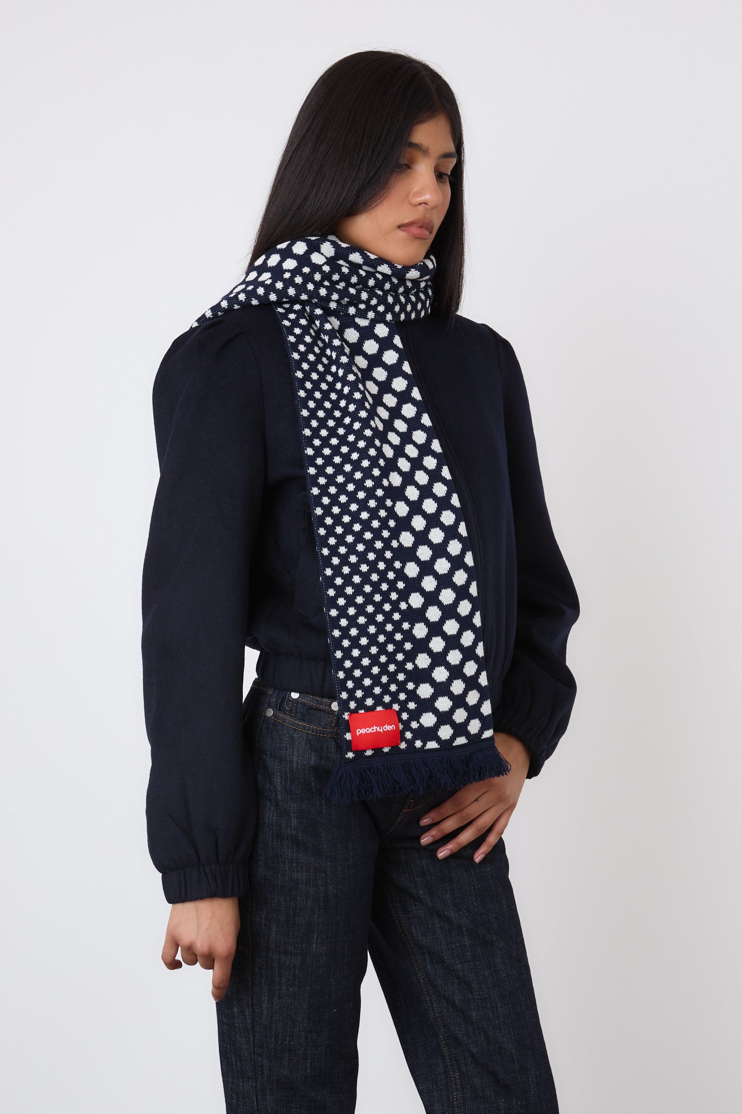 The Maggie Scarf, Navy/ White