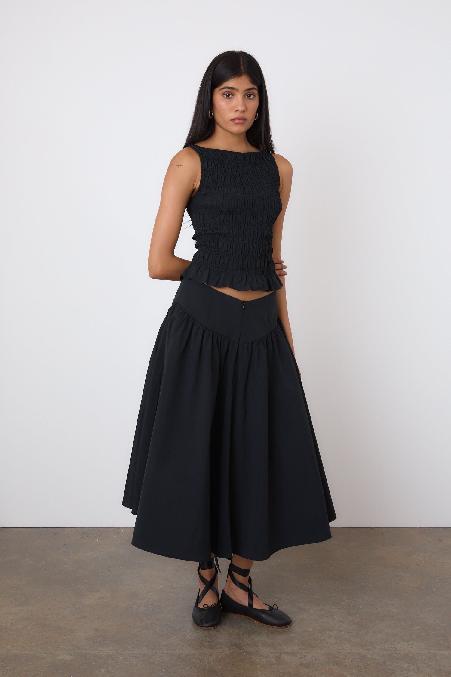 The Deba Midi Skirt, Onyx