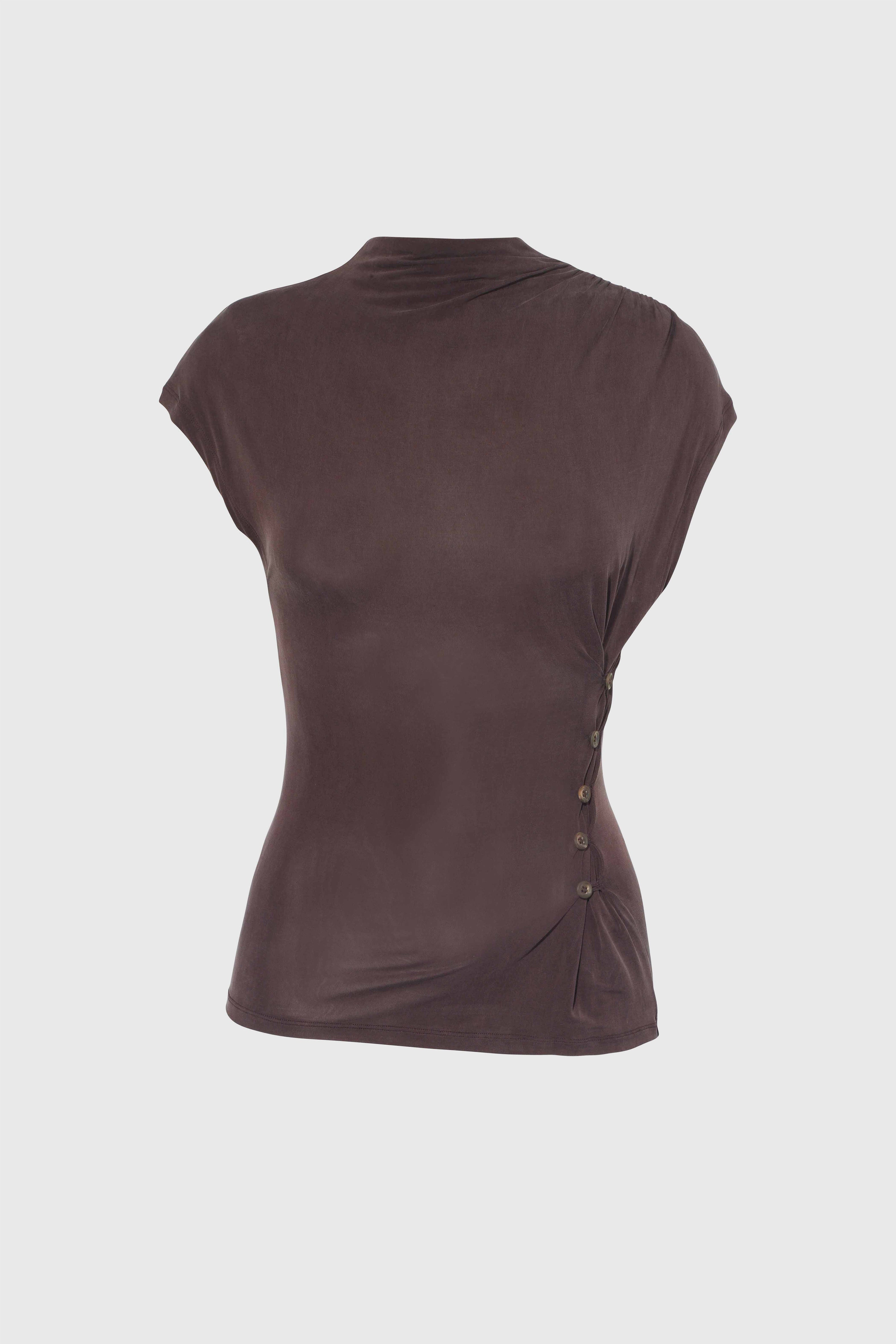 Kylie Button Top, Chocolate