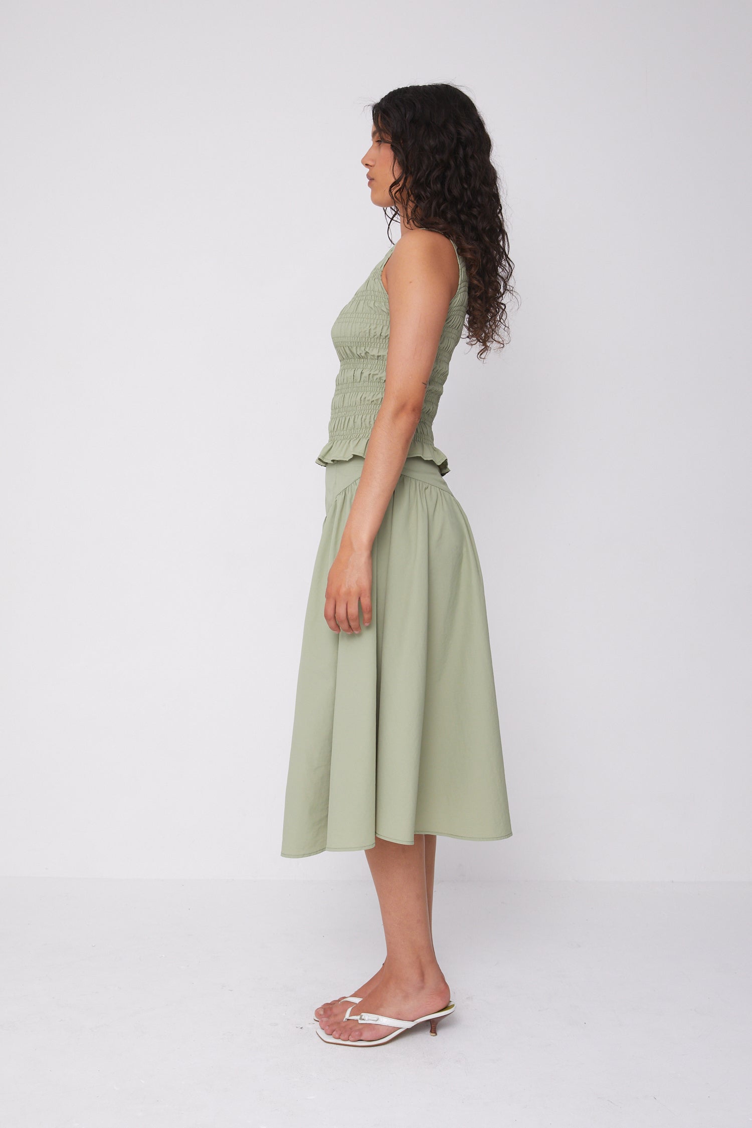 Deba Midi Skirt,  Pistachio