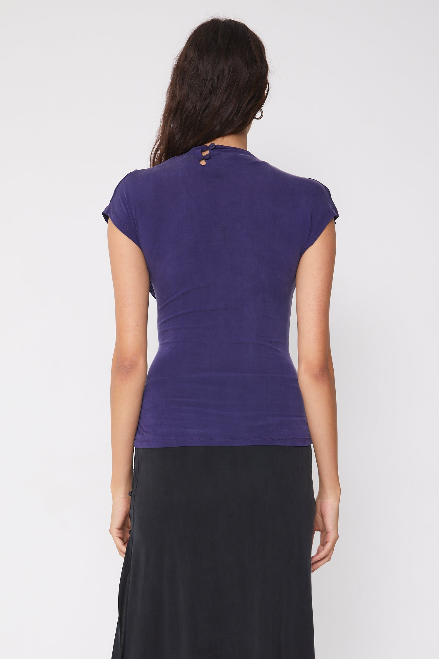 Kylie Button Top, Aubergine