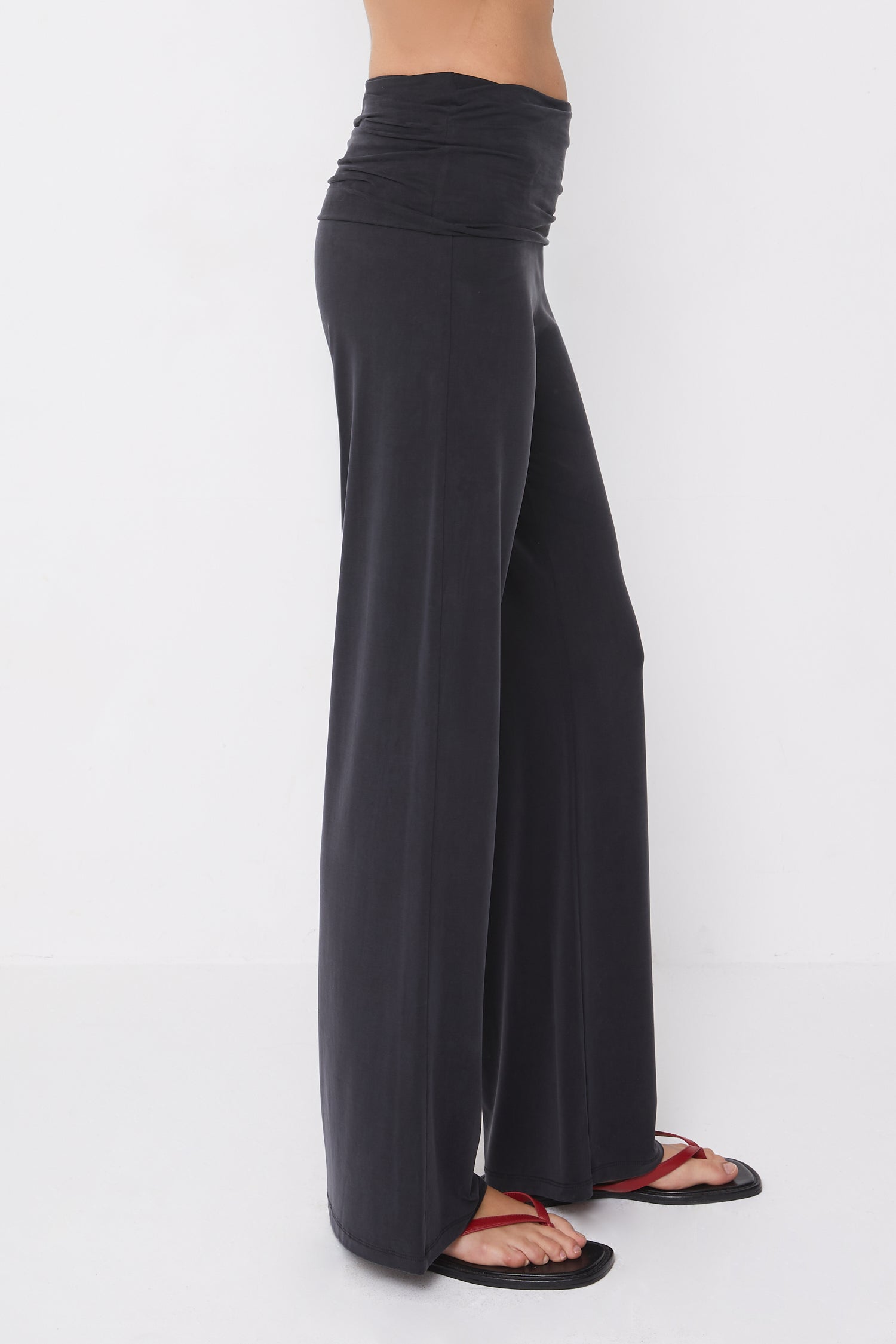 Kylie Fold Over Trousers, Graphite