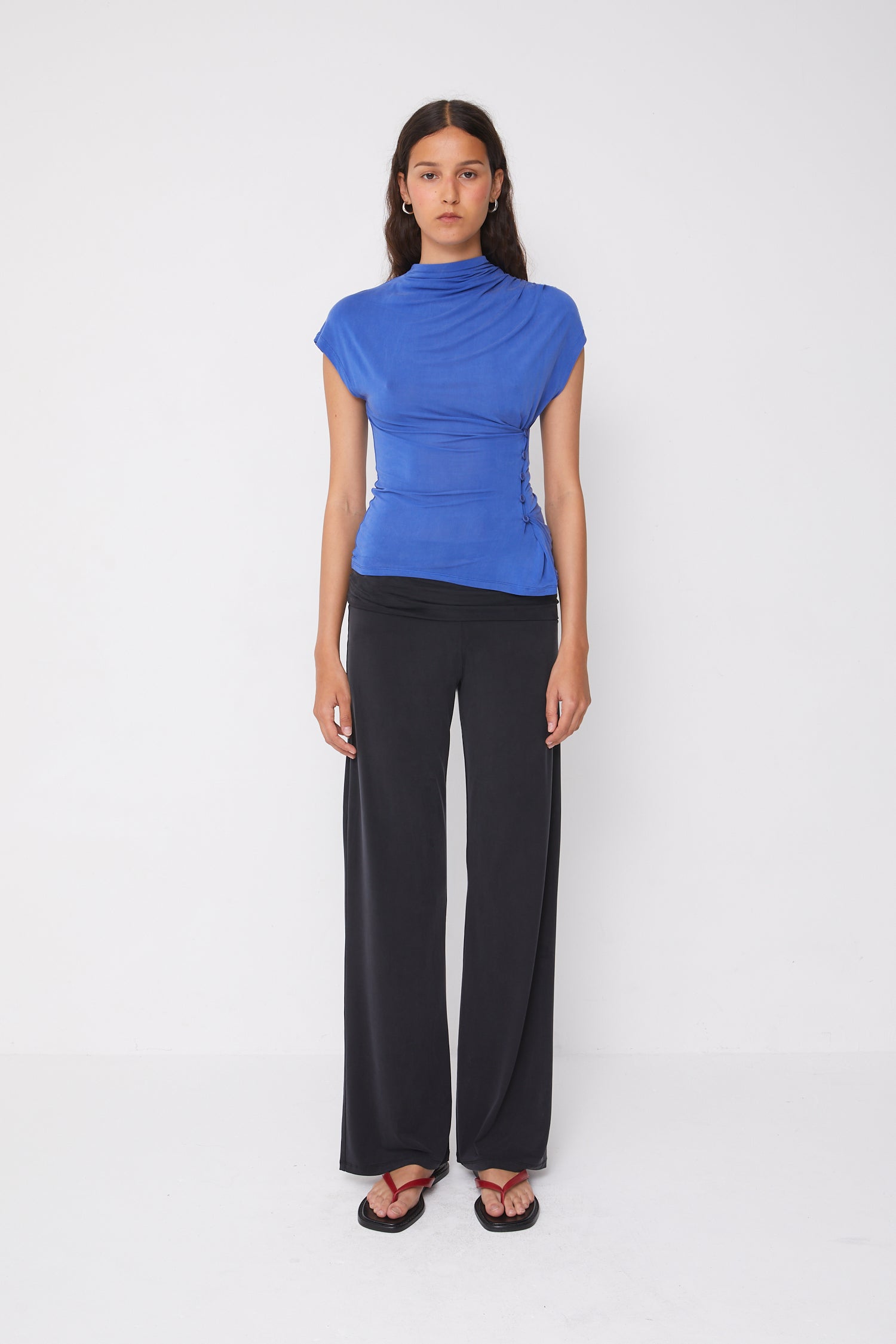 Kylie Fold Over Trousers, Graphite