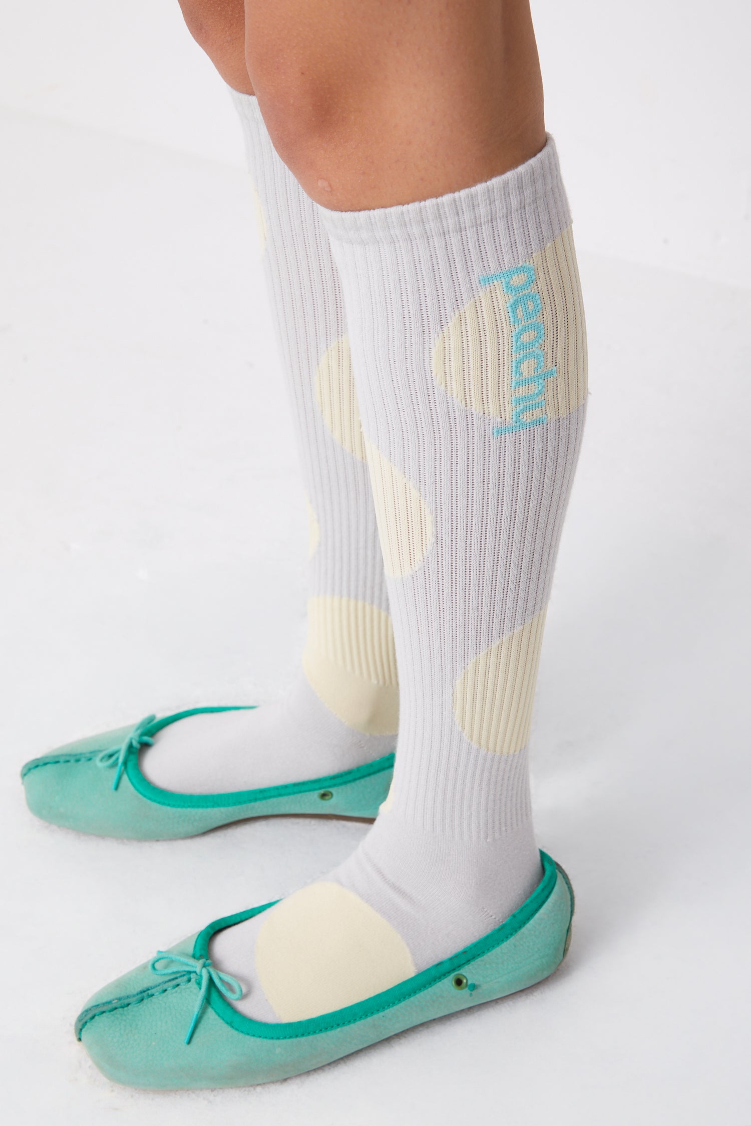 Polka Dot Socks, Parchment / Grey