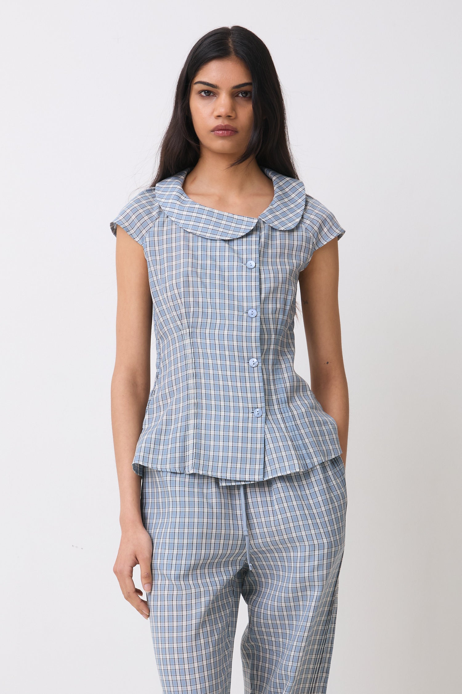 Missy Asymmetric Blouse, Check | END. Exclusive