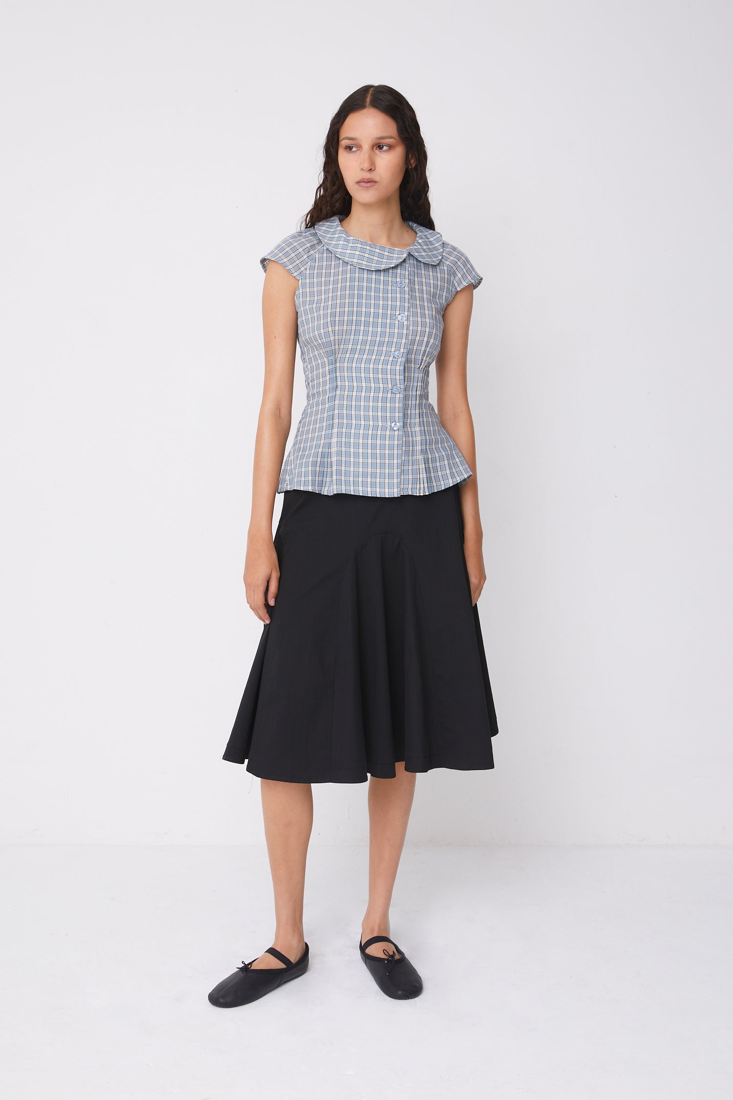 Missy Asymmetric Blouse, Check