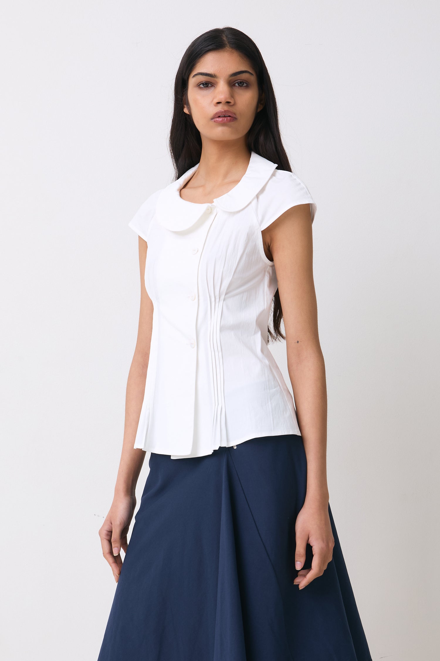 The Missy Asymmetric Blouse, Porcelain