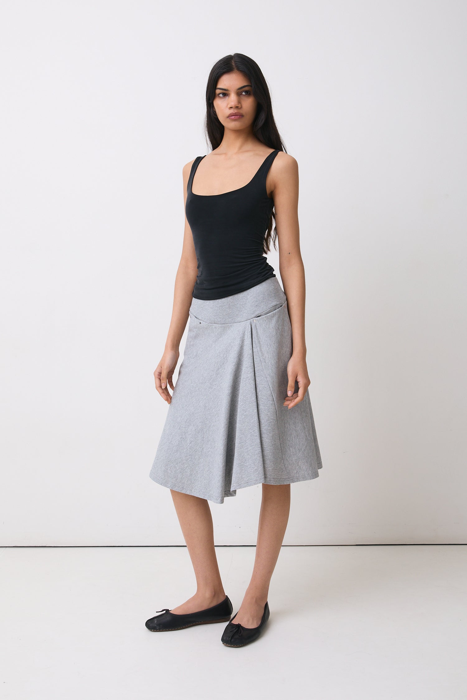 The Joni Midi Skirt, Grey Marl