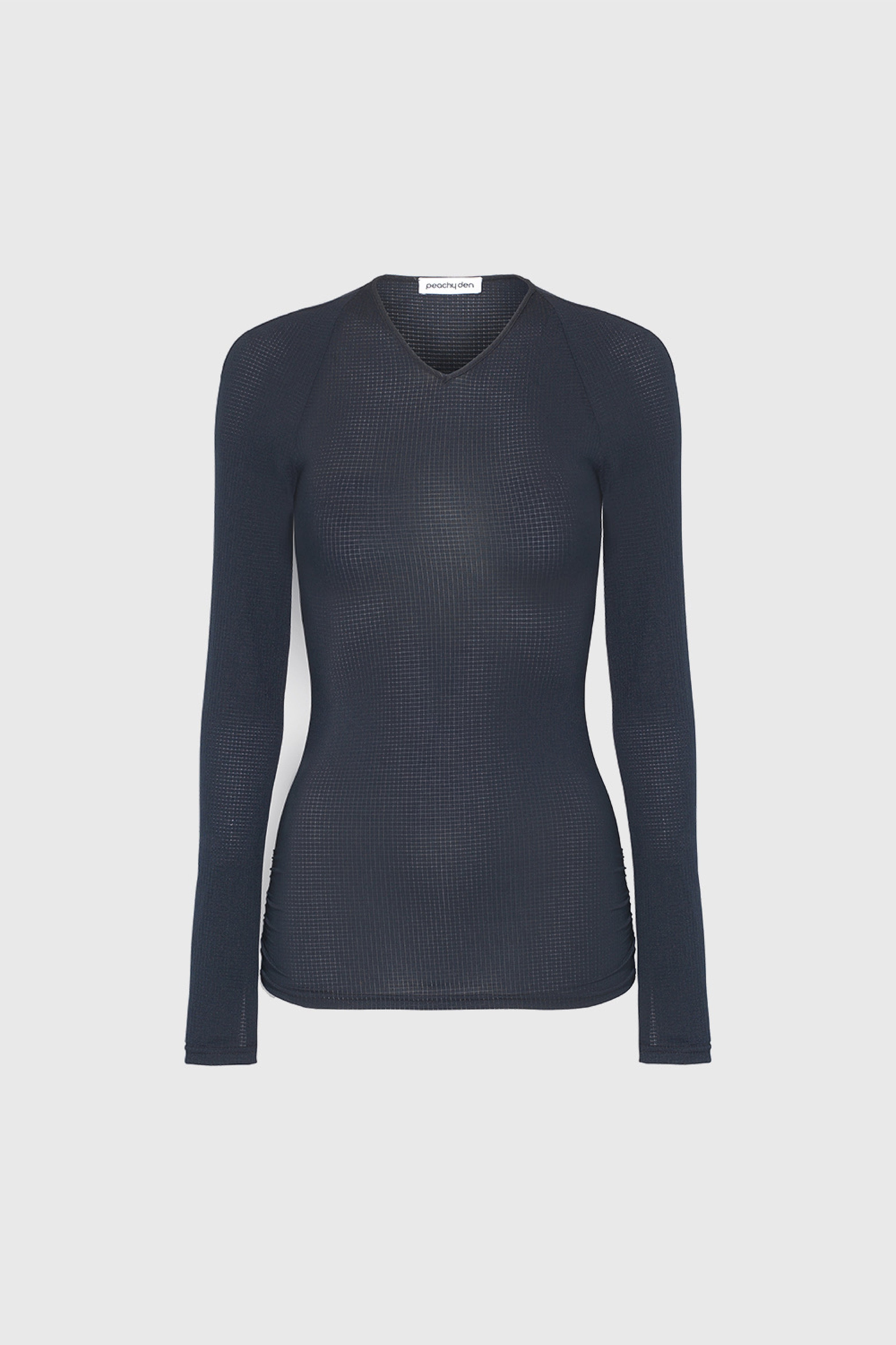 Neo Long Sleeve Top, Black Grid