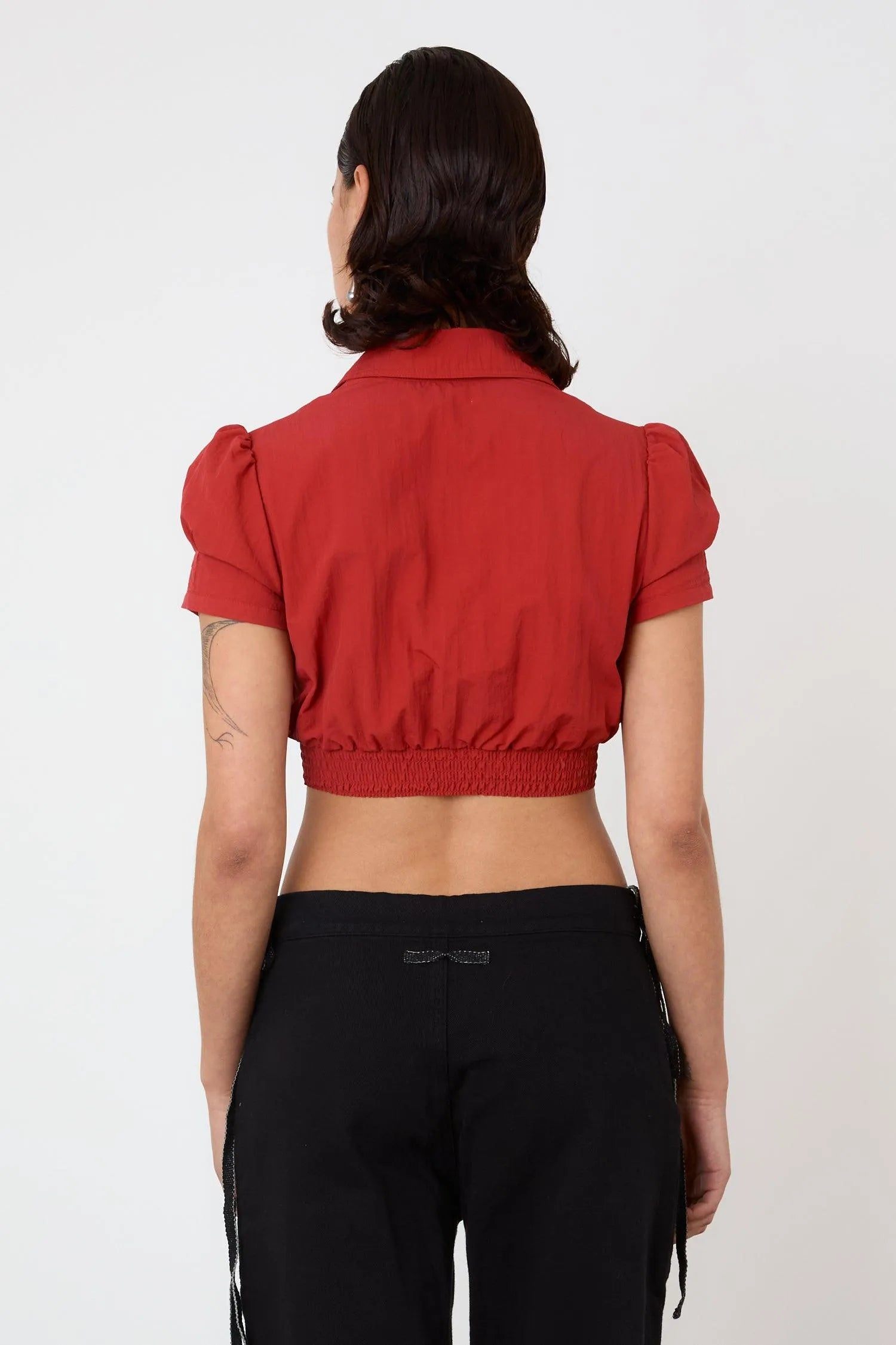 The Deba Cropped Shirt, Tomato - Peachy Den