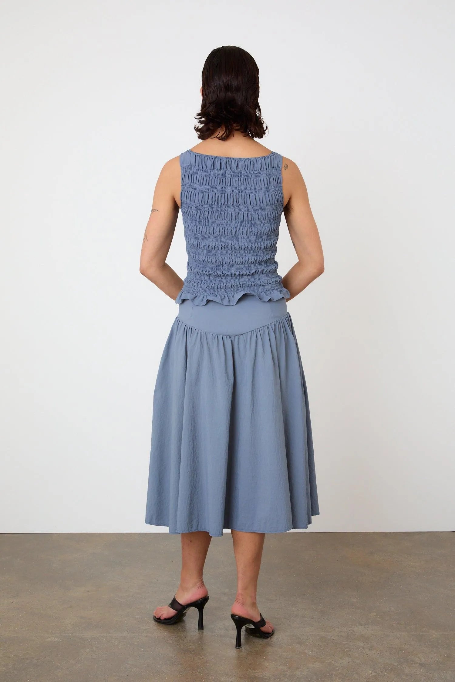 The Deba Midi Skirt, Denim Blue - Peachy Den