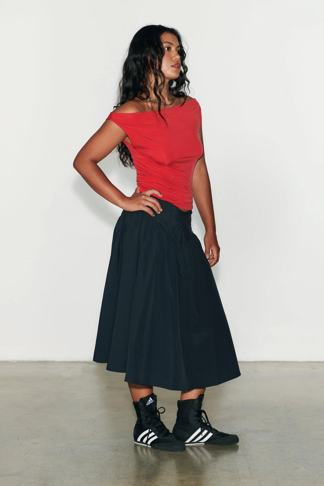 The Deba Midi Skirt, Onyx - Peachy Den