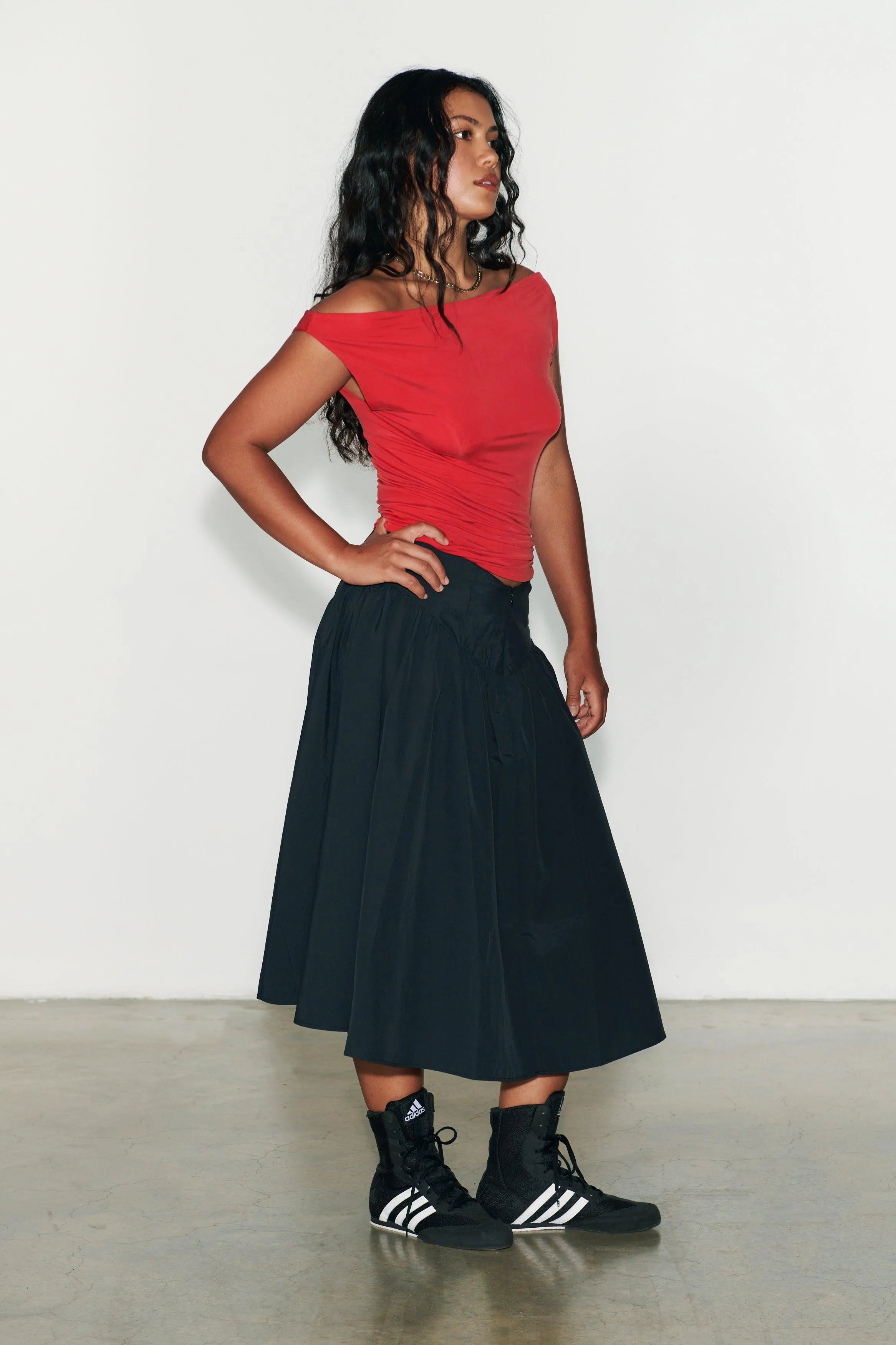 The Deba Midi Skirt, Onyx - Peachy Den