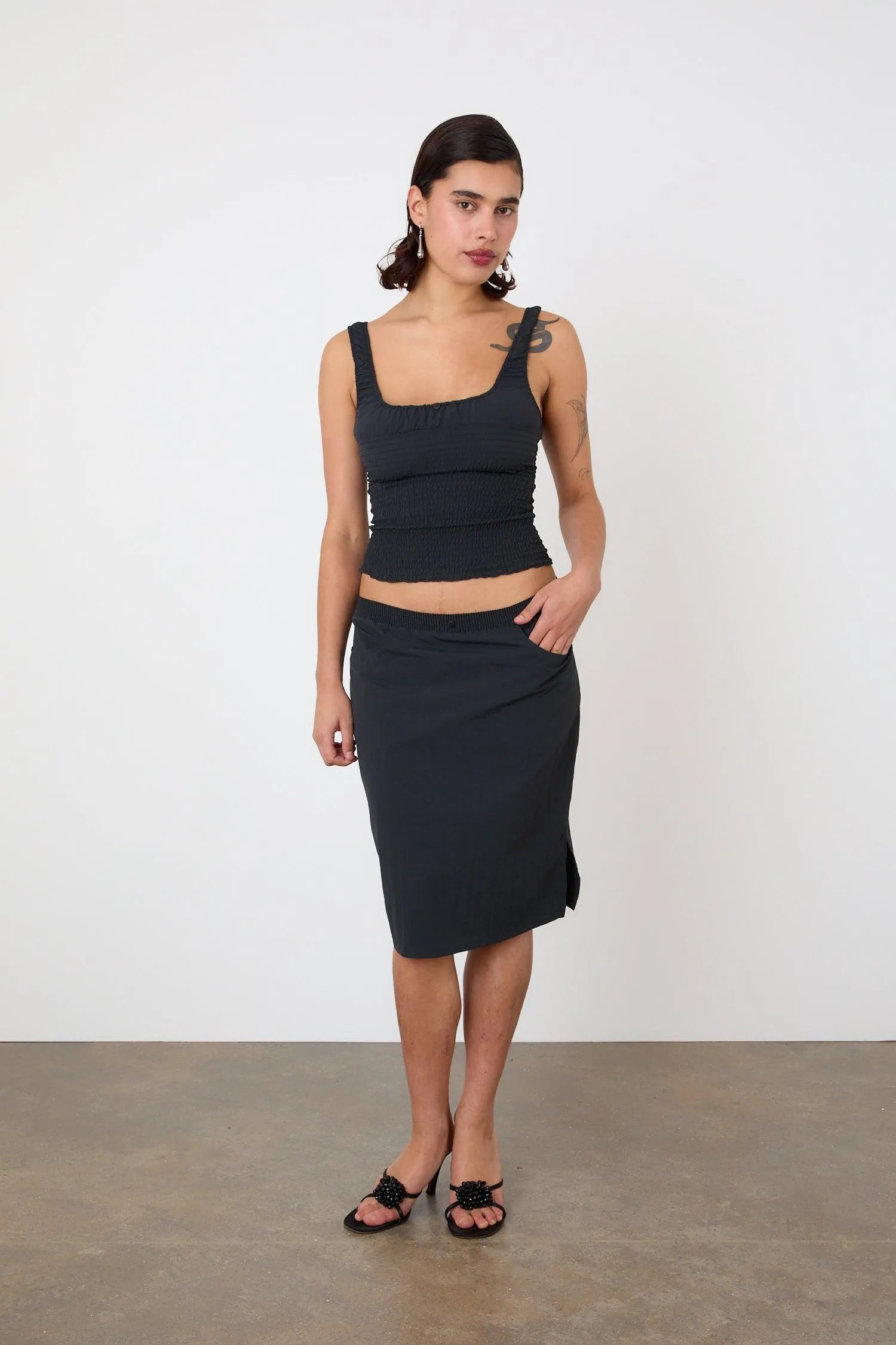 The Deba Slip Skirt, Onyx - Peachy Den