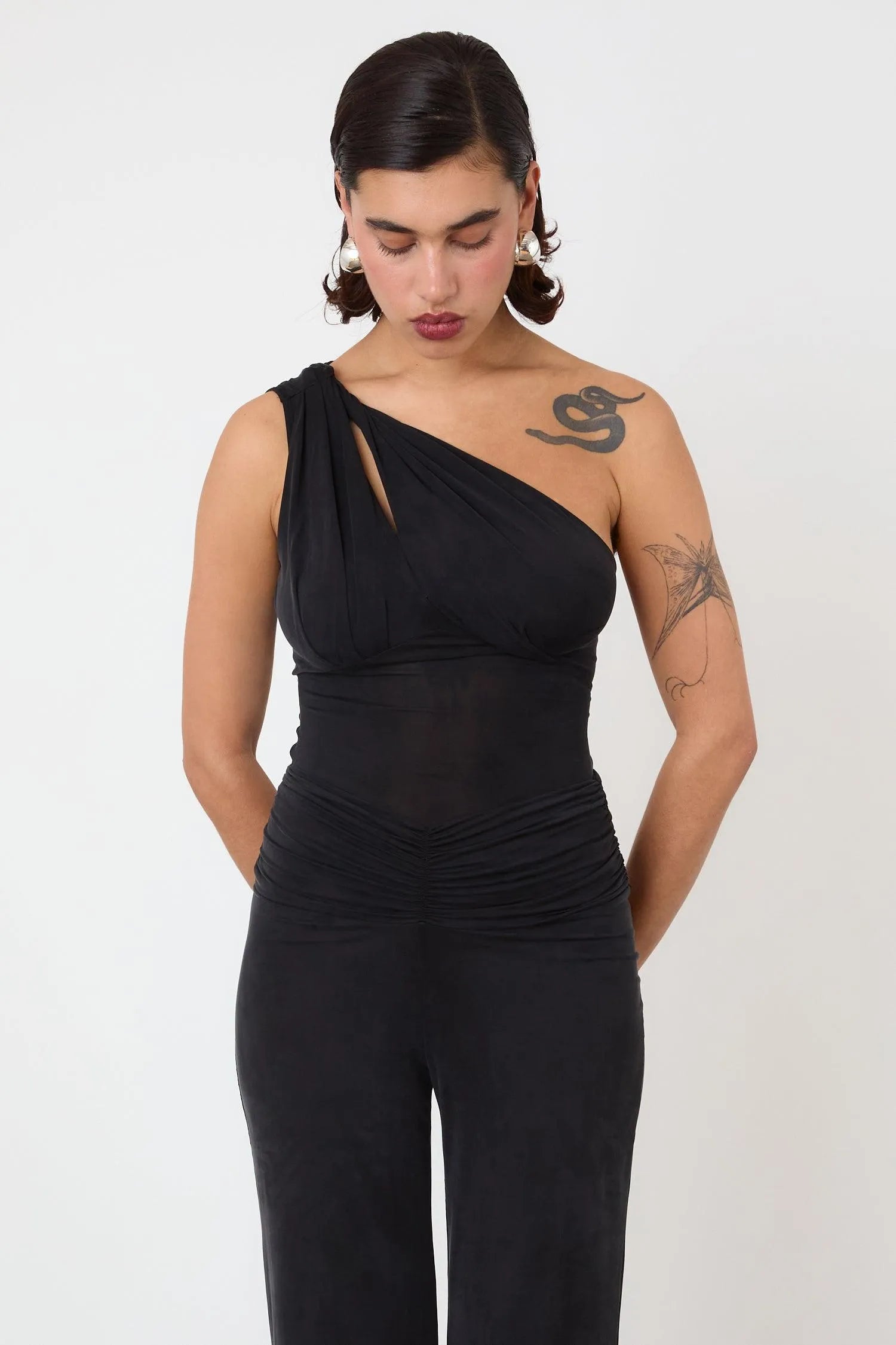 The Kylie Asymmetric Top, Graphite - Peachy Den